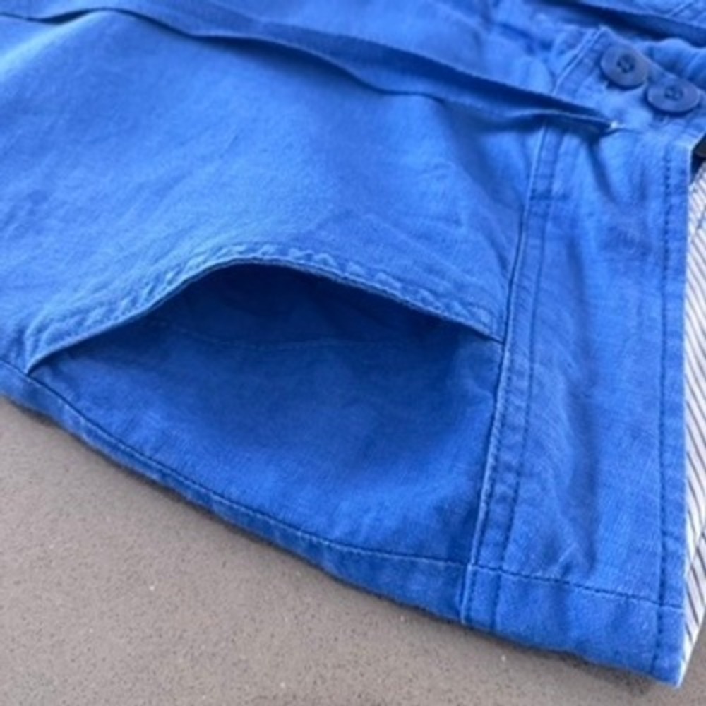 Jones & Co Linen Drawstring Bermuda Shorts 8 Blue Pockets Summer Coastal Grandma - Picture 3 of 7